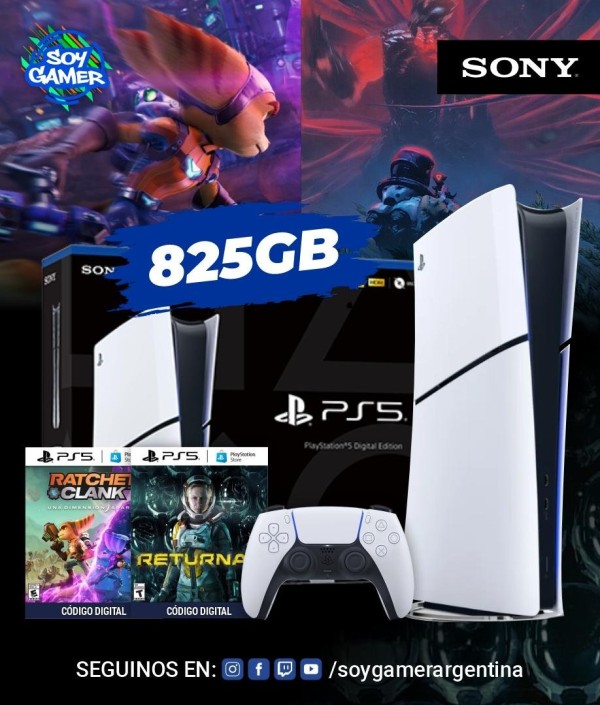 Consola Playstation 5 SLIM DIGITAL 825GB + Returnal + Ratchet and clank (Vouchers]