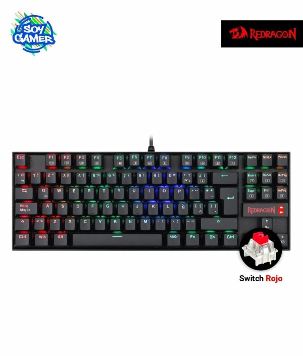 Teclado Redragon K552 Kumara Negro RGB (Rojo]