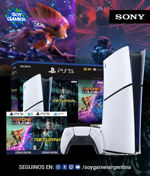 Consola Playstation 5 SLIM DIGITAL + Returnal + Ratchet and clank (Vouchers]