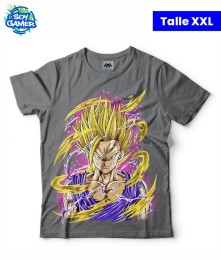 Remera RU214 Gohan SSj con violeta Gris XXL
