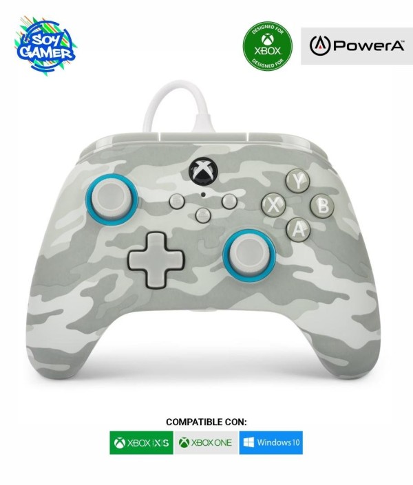 Joystick Xbox PowerA Advantage Blanco Camuflado Con Cable