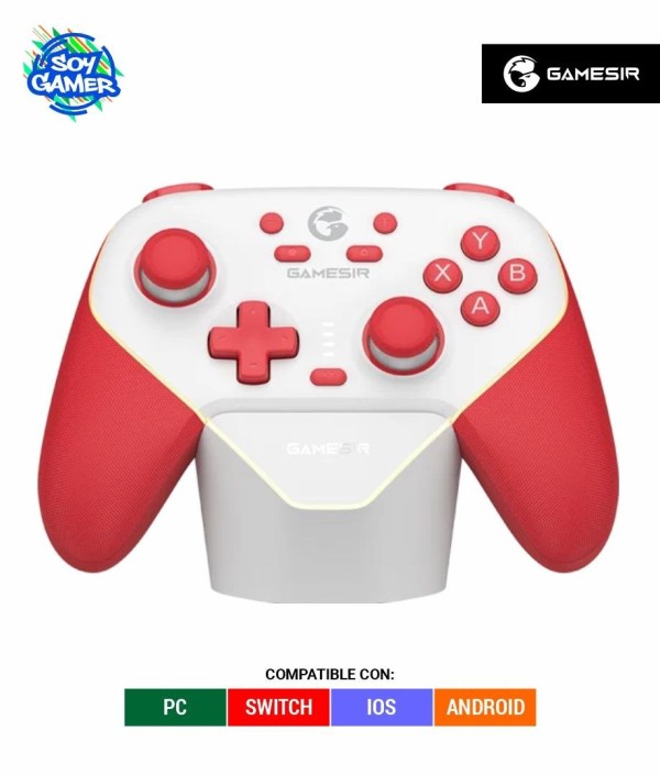 Joystick Gamesir Super Nova Multiplataforma Inalambrico c/base carga Rojo/Blanco