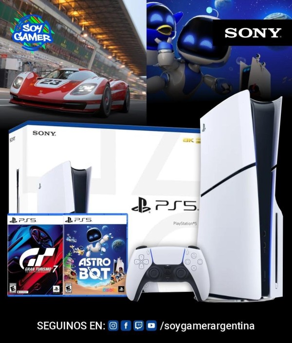 Consola Playstation 5 SLIM con lectora + Gran Turismo 7 + Astro Bot (FISICO]