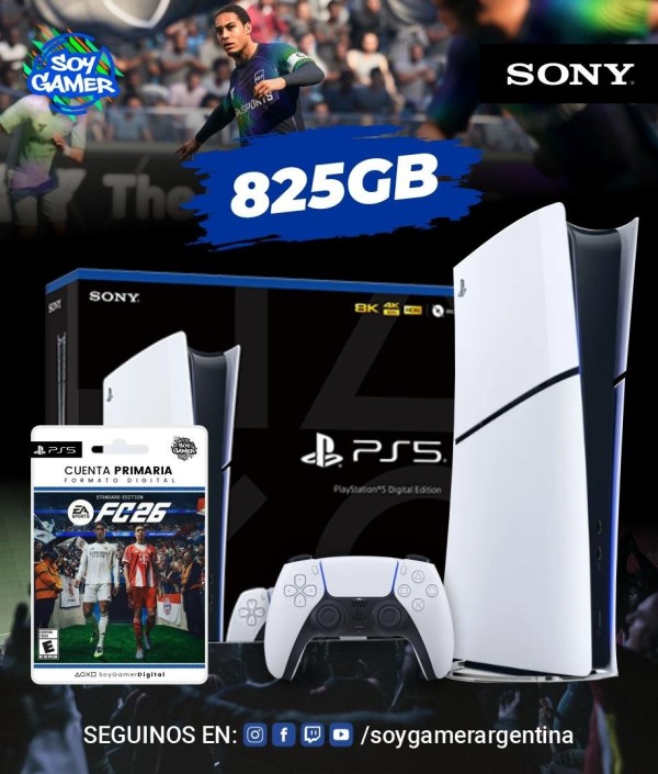 Consola PS5 Slim DIGITAL 825GB + FC 26 (DIGITAL]