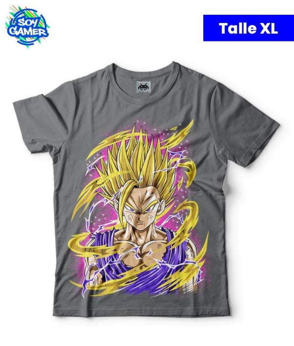 Remera RU214 Gohan SSj con violeta Gris XL