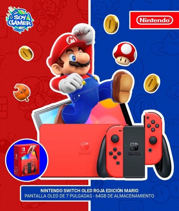Consola Nintendo Switch Oled Roja Edicion Mario 64GB