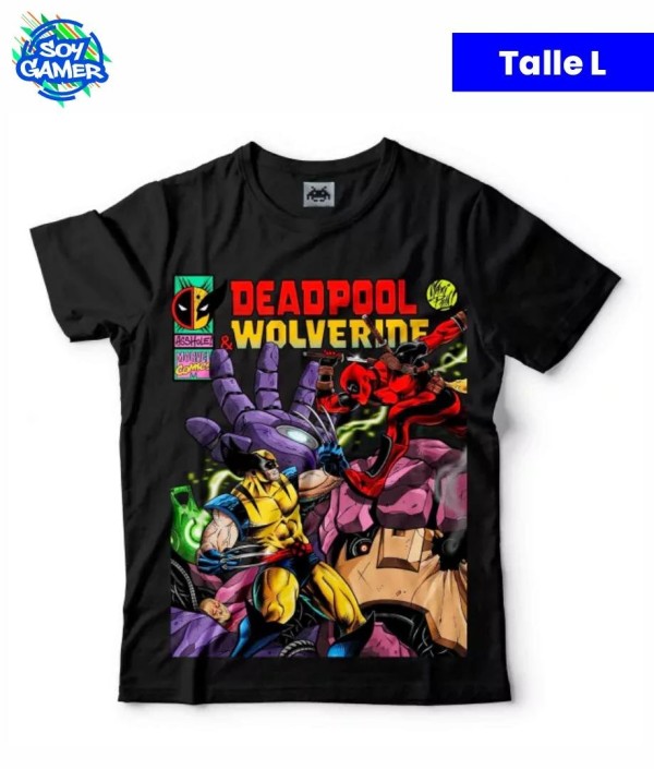 Remera RU354 Deadpool vs Wolverine Negra L