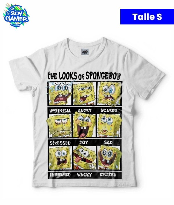 Remera Bob Esponja Estados de animo Blanca S