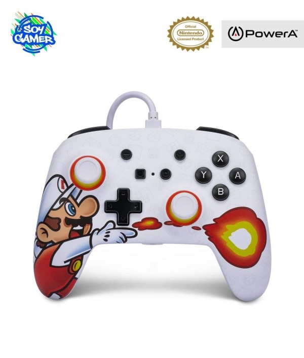 Joystick Mario Fireball Blanco Y Rojo PowerA Switch