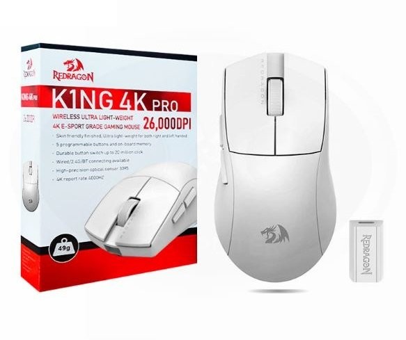 Mouse Redragon M916W King PRO 4K Blanco