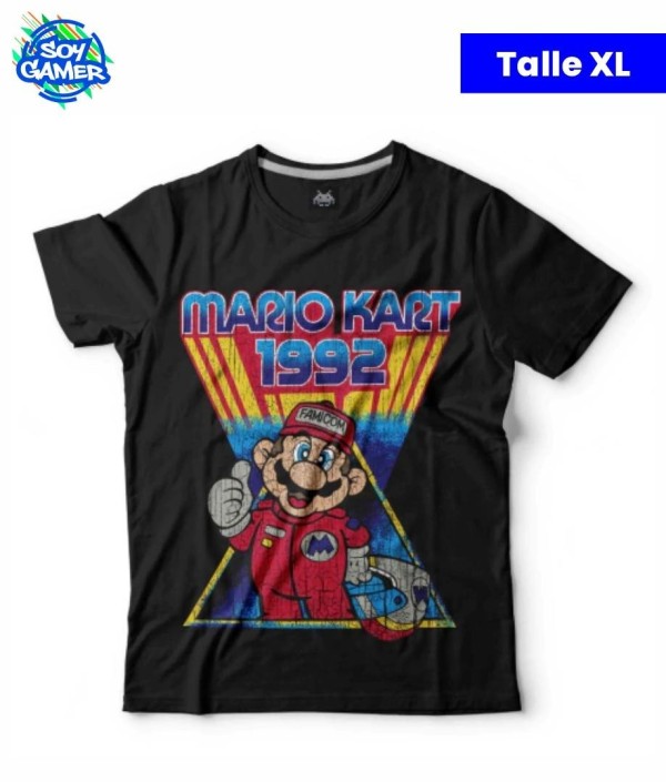 Remera RU211 Mario Kart 1992 Negra XL