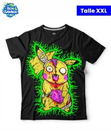 Remera RU304 Pikachu Cerebro Fluo Negra XXL