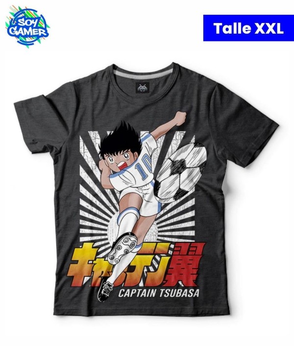 Remera RU297 Capitan Tsubasa Patada Gris Topo XXL