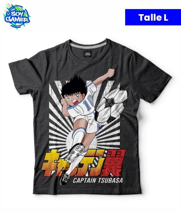 Remera RU297 Capitan Tsubasa Patada Gris Topo L